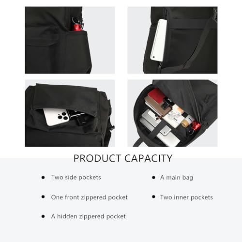 YONBEN® Sturdy Backpack Large Black with Laptop Compartment Sleek and Durable Computer for Travel4