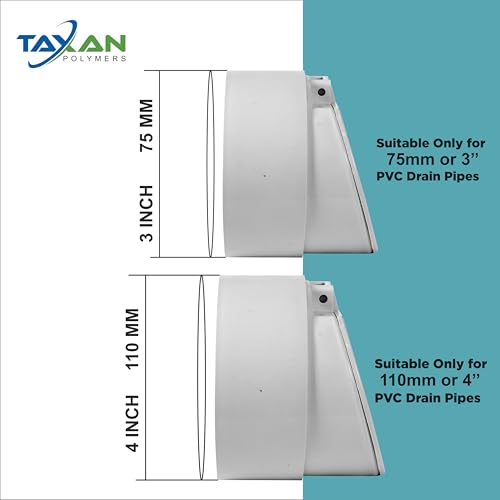 Image of Taxan PVC Drain Backflow Valve Combo 3 & 4 inch Heavy-Duty Anti-Rat, Anti-Snake & Pest Stopper | Premium Non-Return Water Valve with Strainer Caps for Indoor & Outdoor Sewer Protection