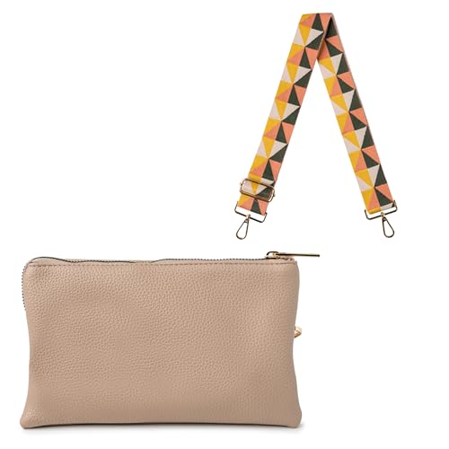 KEDZIE Eclipse Convertible Purse Wallet (Cream) & Interchangeable 2-Inch Bag Strap (Gilded)