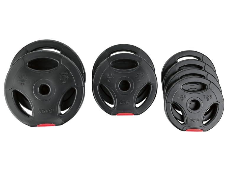 CRIVIT 8-Piece Weight Plate Set: Balanced Combination of 1.25kg, 2.5kg, and 5kg Plates