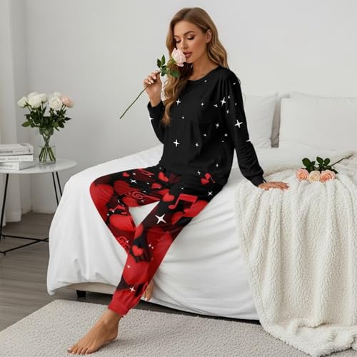 Image of Women's Pajamas Set Soft 2 Piece Loungewear Long Sleeve Pj Set Matching Sleepwear with Pockets for Women Plus Size