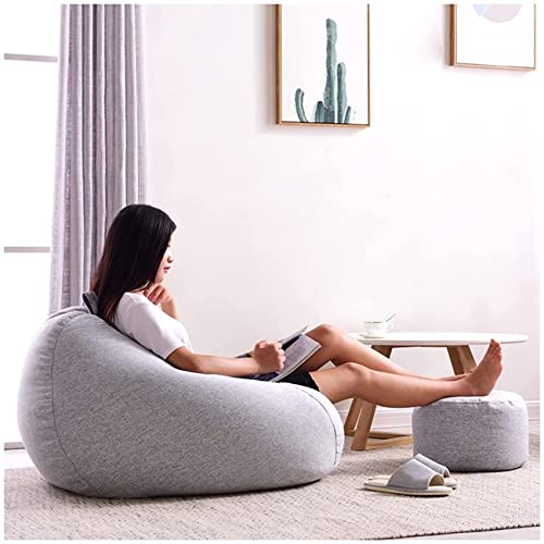 dtkmkj Sitzsack Tatami Lazy Couch Einzel Stoff Sofa Schlafzimmer Wohnzimmer Stuhl Abnehmbar und Waschbar Grau mit… – Bild 4