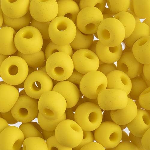 Preciosa Czech Seed Beads 32/0 (8mm) Opaque Lemon Yellow Matte - 250g Bulk Bag Beads for Jewelry Making and Crafts