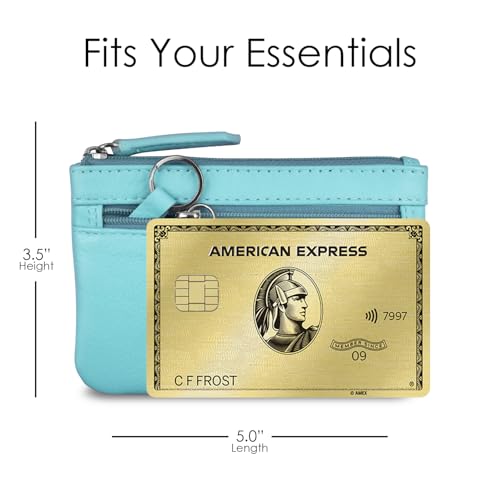 Image of ili New York Leather Mini Compact Coin Purse - Aegean Blue