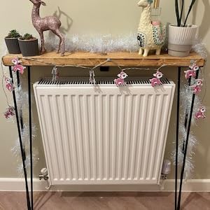 Urban Reclamation Buttermere Rustic Console Table with Hairpin Legs | Reclaimed Scaffold Board Hallway Table | Handmade Radiator Cover Made from Solid Wood (Old Pine, 120cm)