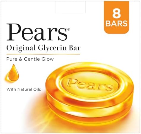 Pears  Original Glycerin Soap Bar - Pure & Gentle Glow | With 98% Pure Glycerin | For Hydration & Glow | With Plant Based Cleanser for Skin & Body | P