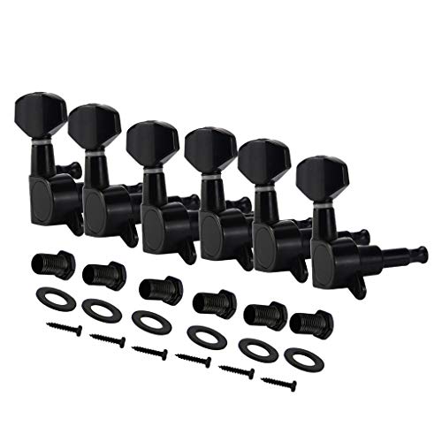 FLEOR 6R Sealed Tuning Pegs Keys 6-in-line Electric Guitar Machine Head Tuners for Stratocaster Telecaster Guitar Parts,Black FLEOR 6R Sealed Tuning Pegs Keys 6-in-line Electric Guitar Machine Head Tuners for Stratocaster Telecaster Guitar Parts,Black