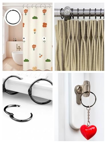 Miniatura 7 de Hengxinchen 15 Piezas Argollas Para Cortinas 50 Mm Enganches Cortinas Metal Pinzas Cortinas Acero Inoxidable Ganchos Cortina Para Cortinas,Cortinas De Baño Negro