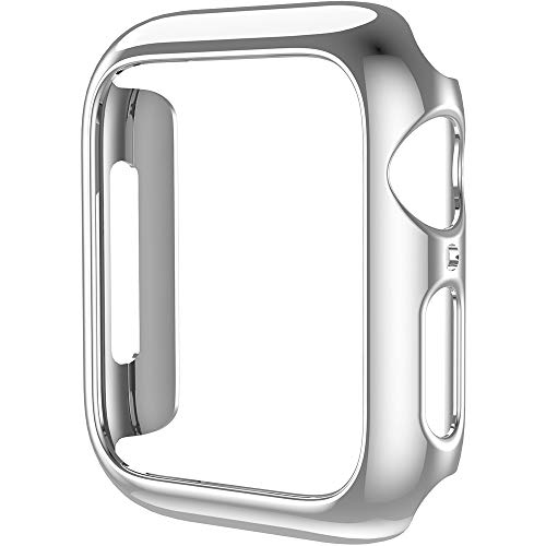 XIHAMA Funda Compatible con Apple Watch, PC Protectora Anti Rasguños para iWatch Series 5 Series 4 Series 3 Protector de Pantalla para 38mm 42mm 40mm 44mm (Plata, 40mm)
