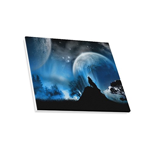 Amazon.co.jp: Universe Space Howling Wolf At full Moon油彩画ホーム