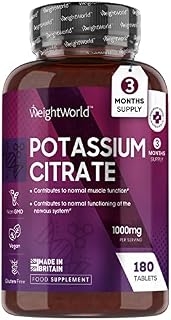 Potassium Supplement 1000mg - 180 Vegan Potassium Tablets (3 Month Supply) - High Strength Potassium Citrate - Natural Electrolytes Support - Superior Bioavailability & Absorption - Made in The UK