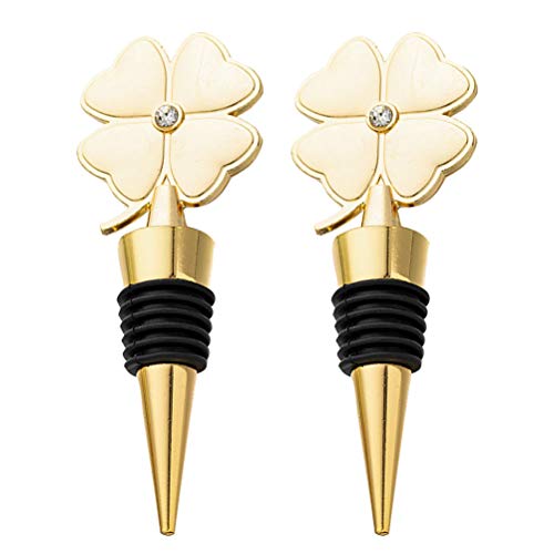 TENDYCOCO 2 peças de trevo de quatro folhas rolha de vinho rolha de garrafa de champanhe criativa su