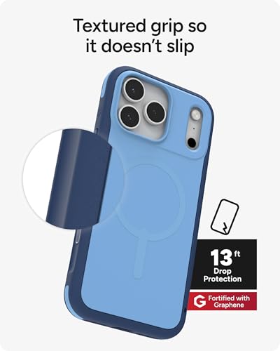 Image of ZAGG Sedona Snap Case for iPhone 17 Pro Max - Blue Royal Ember, Drop Protection (13ft /4m), Graphene-Reinforced Multi-Layer Protection, MagSafe Phone Case with Impact-Absorbing Bumpers, Slim