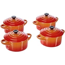 Cocottes Cazuelas Y Cacerolas Le Creuset Set de 4 mini cocottes de cerámica de gres, 250 ml, ? 10 cm, Volcanico, 79212100900100