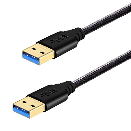 Fasgear USB 3.0 A to A Cable (3ft/1m) – Nylon Braided USB to USB Cable Male to Male Cord 5Gbps for Hard Drive Enclosures, Modems, Cameras (3ft, Black)