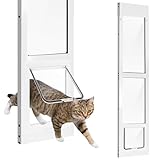 Petoasis Cat Door for Sliding Glass Door, Fits 76-3/8' to 80-5/8' Sliding Door Cat Door Insert, Upgraded All-Season Rigid Flap with Magnetic Closure, 4-Way Safety Lock (Low-Profile)