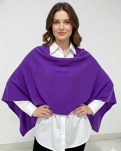 Image of InCashmere 100% Pure Cashmere Women Poncho Sweater - Lightweight Warm Knitted Shawl Wrap - All Year Round Dress Topper Gift