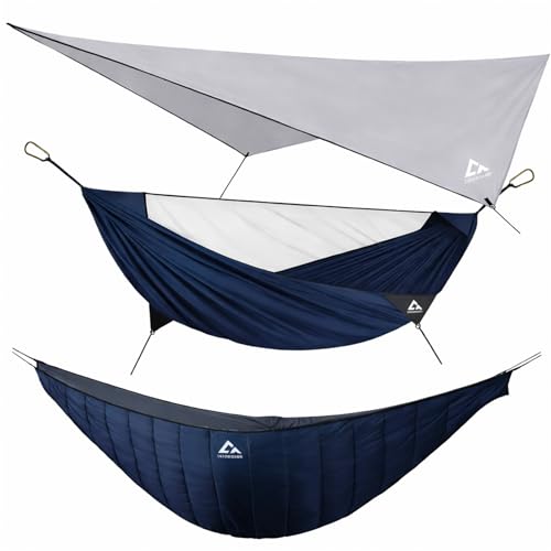 Image of Camping Hammock with Mosquito Net, Underquilt & Rain Fly Tarp