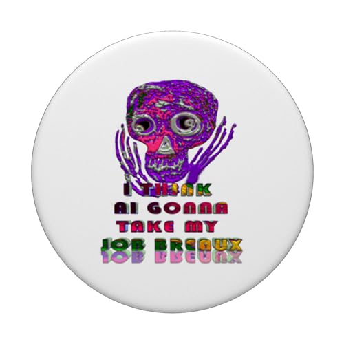 I Think AI gonna take my job Breaux Artificial Intelligence PopSockets Swappable PopGrip, Black - Image 3