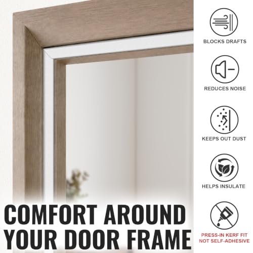 Image of Litaibai 60 ft Kerf Weather Stripping Door Seal for Exterior Doors, White | Push-In Kerf Seal for Grooved Frames, Not Self-Adhesive, Fits 1 /4-1 /2 in Door Gaps, Helps Reduce Drafts and Energy Loss