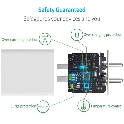 Image of Dual Port Charger for Xiaomi Redmi 13C 5G / 13 C Charger Original Adapter Like Android Mobile Fast USB Wall Charger with 1 Meter USB Type C Charging Data Cable (3.4 Amp, TED15, White)