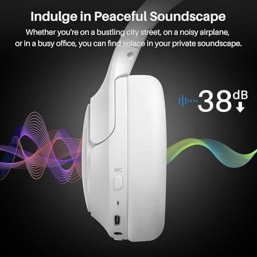Image of TOZO Hybrid Noise Cancelling Headphones, 90H Playtime Wireless Over Ear Bluetooth Headset, Spatial Audio AI Chat with 5 Mics, Supports Dual Connection and USB-C Input, with 32 EQ Music Modes