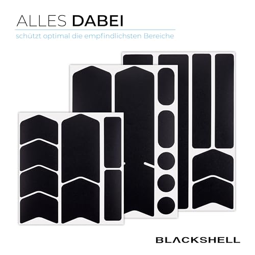 Blackshell® Fahrrad Schutzfolie matt schwarz - Aufkleber Fahrrad für z.B. Trekkingrad, MTB, Rennrad oder E-Bike - 21-teiliges Set Fahrrad Aufkleber Rahmen