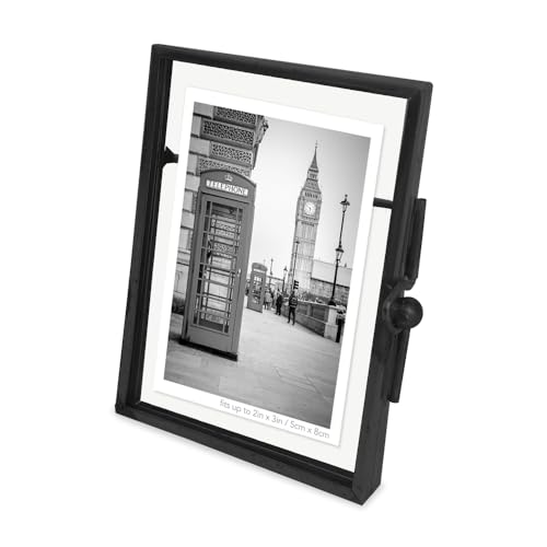 Isaac Jacobs 2x3 Black Vertical Metal Floating Photo Frame with ClaspLock