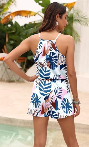 MISFAY Womens Summer Loose V Neck Spaghetti Strap Short Jumpsuit Rompers - Image 4