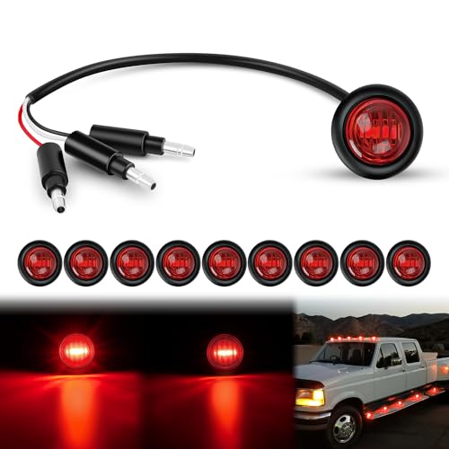 Image of Nilight 3 /4 inch Round Marker Light 10PCS Red LED 3 Connectors Brake Lights | Bullet Clearance Lights IP68 Waterproof For Trailer Truck Camper Van Boat Bus
