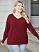 IN'VOLAND Women's Plus Size Long Sleeve Shirts V Neck Casual Fall Tops Loose Fit Lightweight Sweaters Tunic Fashion 2025 Dark Red