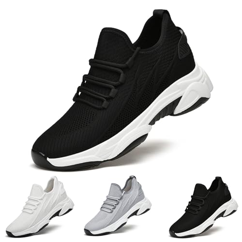 Tallure Sneakers,Height Increasing Shoes,Elevator Shoes for Men Invisible Height Shoe for Men Women Flying Woven Mesh Breathable Running Sneakers Flat/1.54/2.36/3.15/3.93 Inches Taller Shoe