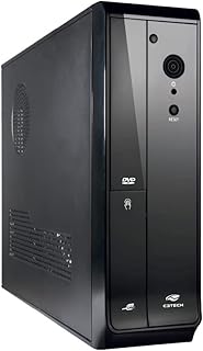 C3Tech Gabinete Slim Desktop DT-110BK preto com fonte 200w PS-200SFX Possui janela lateral feito em aço galvanizado SGCC