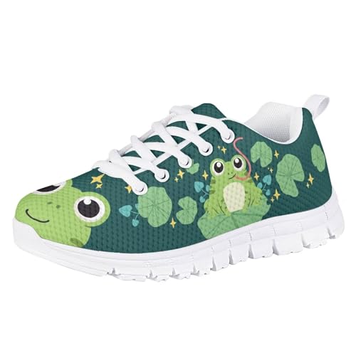Boys Running Shoes Lightweight Sport Tennis Shoe Animal Print Lace Up Sneaker Breathable Mesh Athletic Shoes US11-53