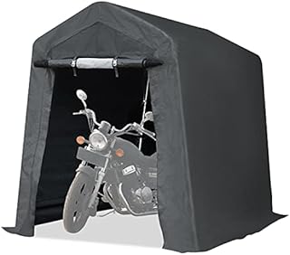 ADVANCE OUTDOOR 6X8 ft Outdoor Portable Storage Shelter Shed with 2 Rolled up Zipper Doors & Vents Carport for Motorcycle Waterproof and UV Resistant Anti-Snow Portable Garage Kit Tent, Gray