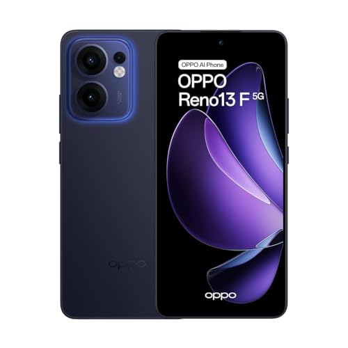 OPPO Reno13 F 5G - Smartphone Libre con IA, 8GB RAM + 256, Pantalla AMOLED 6.67' 120Hz, Cámara 50MP, IP69, Batería 5.800, Carga Rápida 45W, Versión Española - Azul