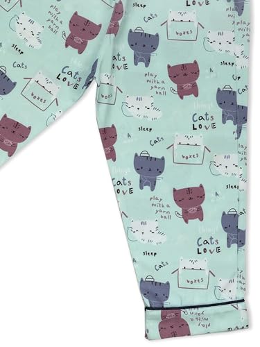 Image of MINIMATES Unisex Kids Cotton All Over Printed Night Suit Sleepwear Top & Pyjama Set Full Sleeve with Pockets for Girls & Boys with Buttons /Sleepwear for Girls /Night Dresses