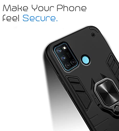 Image of Pikkme D5 Tough Armor Bumper Back Cover Case for Realme 7i,Realme C17 |Ring Holder & Kickstand in-Built (Black)