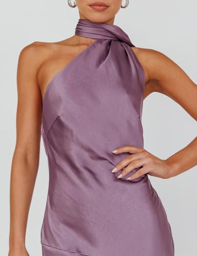 Sexy Satin Backless Halter Wedding Guest Dresses for Women Sleeveless Elegant Cowl Back Slit Midi Cocktail Dress Evening Gown3