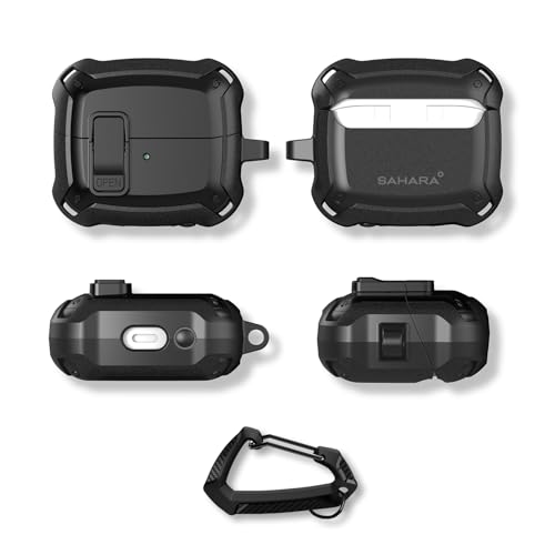 SaharaCase Raider Series Heavy Duty-Case for Galaxy Buds3, Buds3 Pro and Buds3 FE Headphones - Desert-Tough Protection, Impact-Resistant Corners, Carabiner Clip (Scorpion Black) - image 5