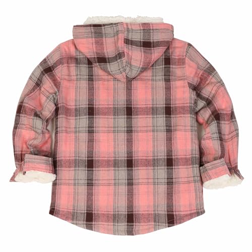 ThCreasa Girls Plaid Sherpa Lined Flannel Shirt Jacket Button Up Warm Jackets with Hood2