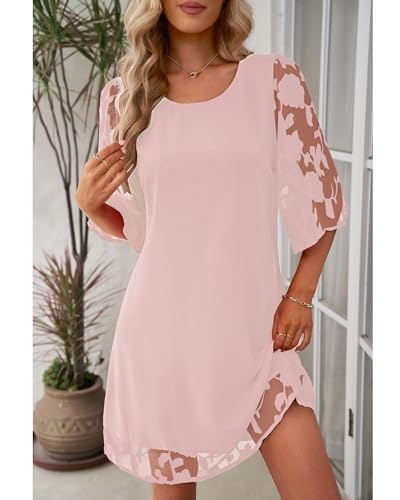 Image of LookbookStore 3 /4 Sleeve Dress for Women Shift Cute Summer Tunic Floral Lace Dresses