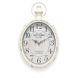 Menterry Small Retro Oval Wall Clock, Antique Old Design, White Vintage Style, Battery Operated Silent Decor Wall Clocks for Kitchen,Bedroom,Farmhouse,Bathroom (11.2″ H x 6.7″ W)