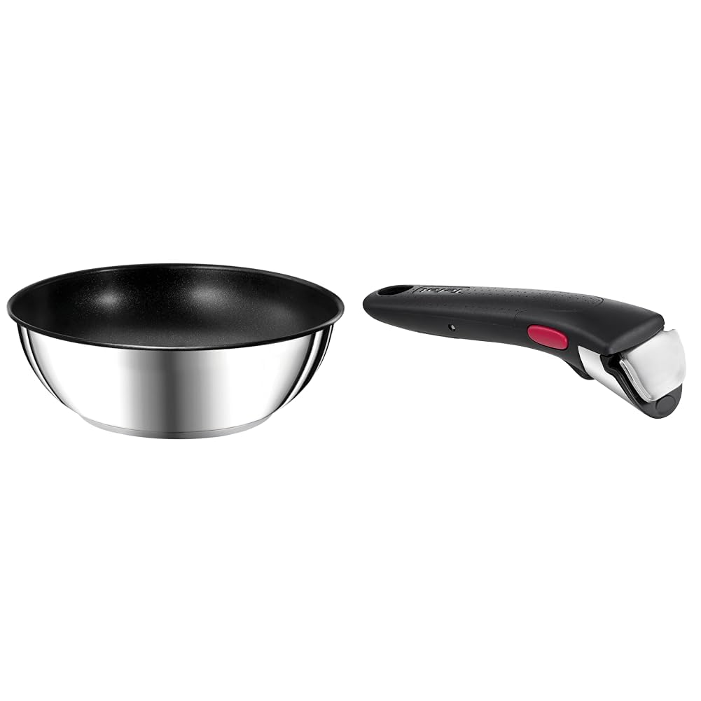 Tefal Ingenio Preference, poêle wok 26 cm, inox, antiadhésif, induction