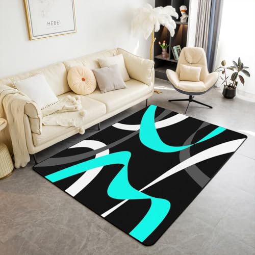Erosebridal Grey Black Turquoise Carpet Teal Gray White Striped Abstract