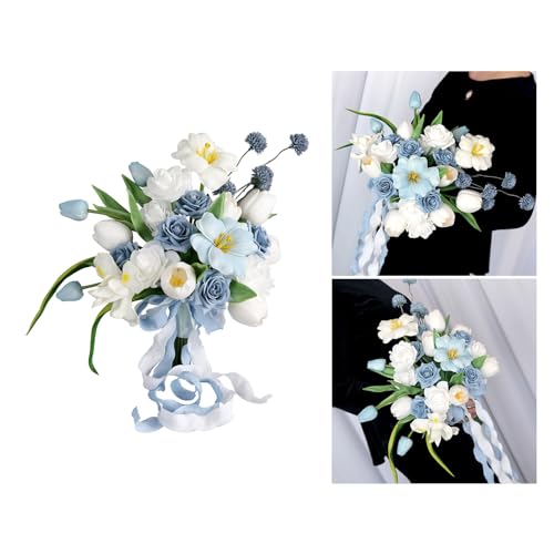 Bouquets de mariage fleurs artificielles bleu roi pour cérémonie et anniversaire Morain