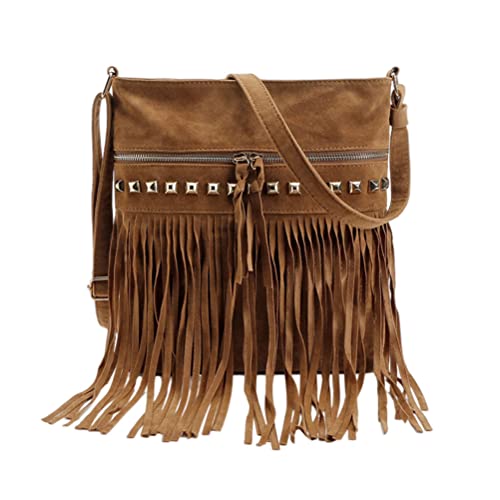 Sac à pompons et rivets décoratifs pochette bandoulière velours femme VANZACK