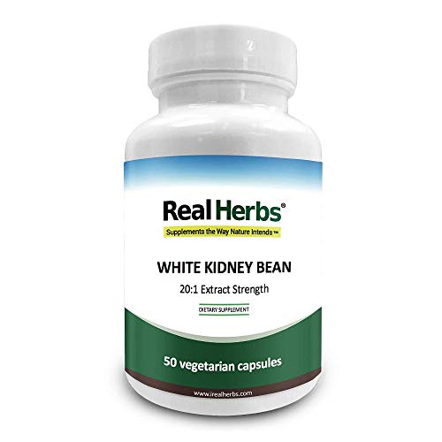 Real Herbs White Kidney Bean 20:1 Pure Extract 700mg (Equivalent to 15000mg of White Kidney Bean) - 50 Vegetarian Capsules Real Herbs White Kidney Bean 20:1 Pure Extract 700mg (Equivalent to 15000mg of White Kidney Bean) - 50 Vegetarian Capsules