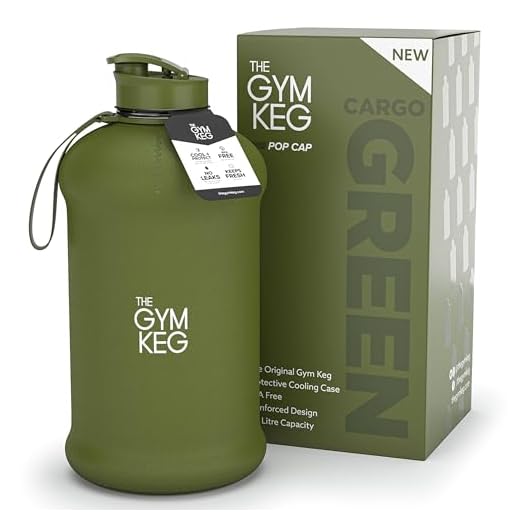 THE GYM KEG Sports Water Bottle Insulated | Various Color Options | Half Gallon | Carry Handle | Big Jug Sport, 64oz, Large Reusable Bottles | Ecofriendly, BPA Free Plastic, Leakproof (Cargo Green, 2.2L)