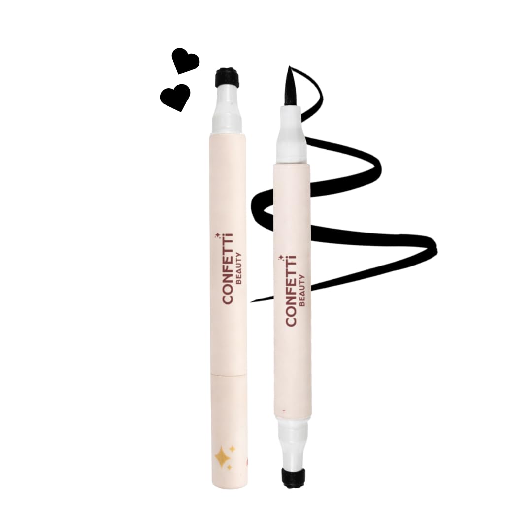 Plot Twist - Inked | 2 in 1 Black Eyeliner with Heart Stamp | Felt Tip Pen with Graphic Stamp | Quick-Dry Formula | Shade Black-image-41